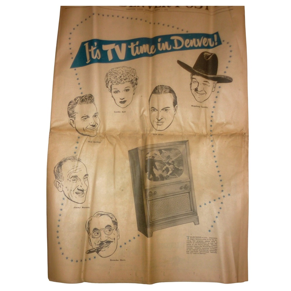 1952 Denver Post TV Special Section Newspaper Lucille Ball RCA Zenith‎ Ads 1953